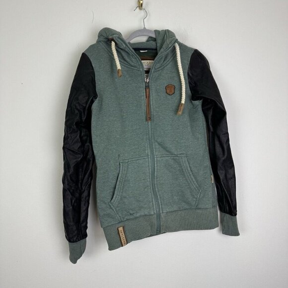 Nakerano The Poets Choice Green Black Full Zip Hooded Sweatshirt Jacket Size Med - Picture 1 of 10